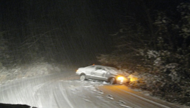 car sliding in the snow